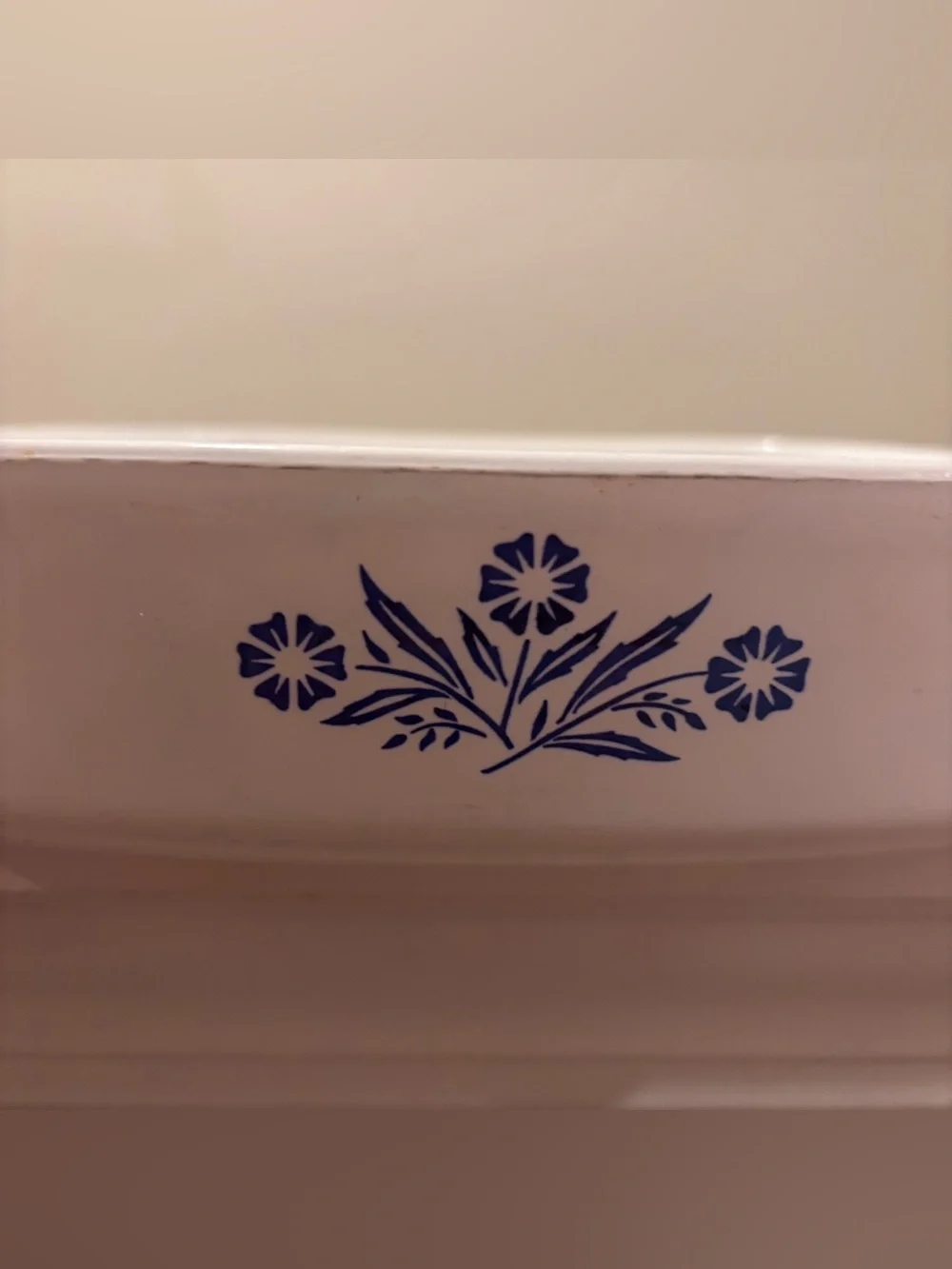 Corningware White Casserole Dish with Blue Floral Pattern